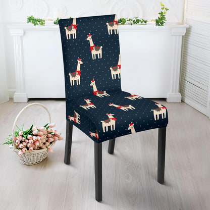 Llama with Polka Dot Themed Print Dining Chair Slipcover-JTAMIGO.COM