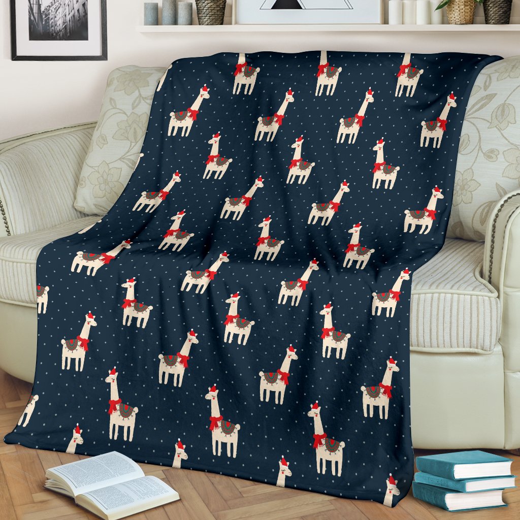 Llama With Polka Dot Themed Print Fleece Blanket