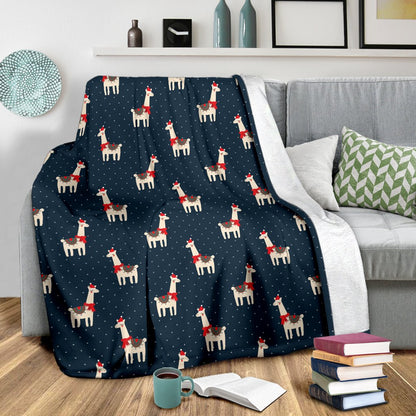 Llama With Polka Dot Themed Print Fleece Blanket
