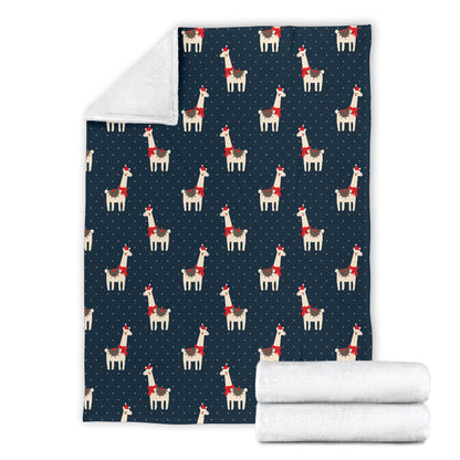 Llama With Polka Dot Themed Print Fleece Blanket