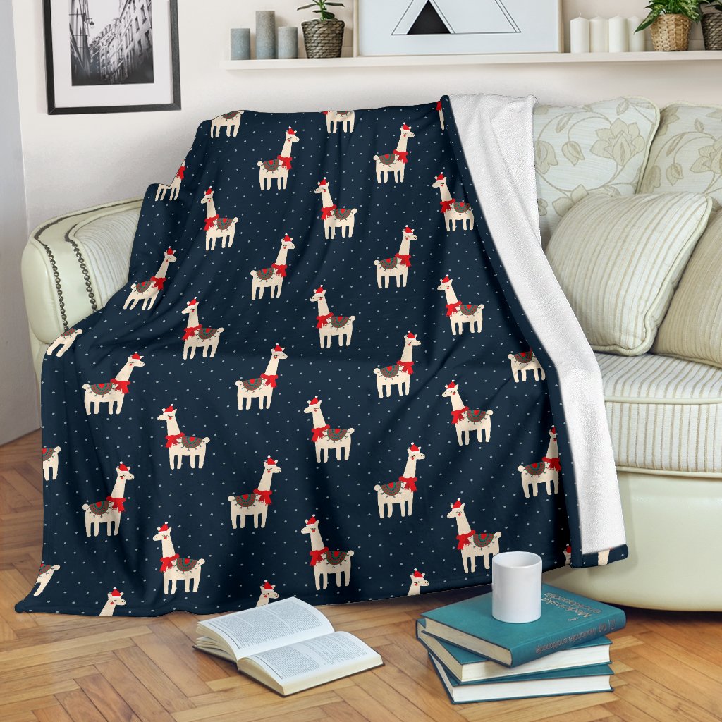 Llama With Polka Dot Themed Print Fleece Blanket