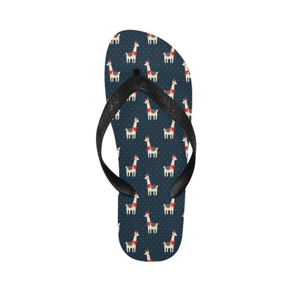 Llama with Polka Dot Themed Print Flip Flops-JTAMIGO.COM