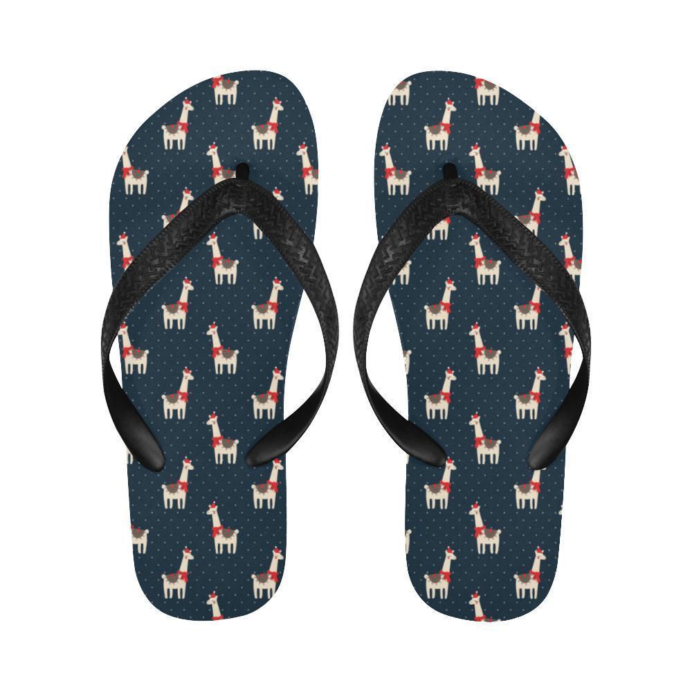 Llama with Polka Dot Themed Print Flip Flops-JTAMIGO.COM