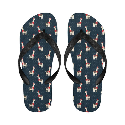 Llama with Polka Dot Themed Print Flip Flops-JTAMIGO.COM