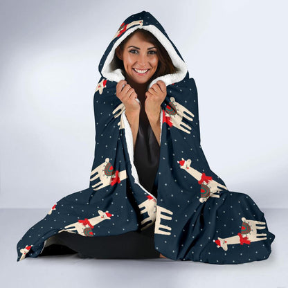 Llama with Polka Dot Themed Print Hooded Blanket-JTAMIGO.COM
