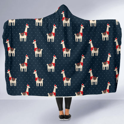 Llama with Polka Dot Themed Print Hooded Blanket-JTAMIGO.COM