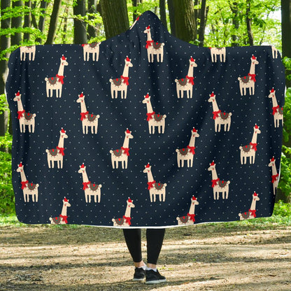 Llama with Polka Dot Themed Print Hooded Blanket-JTAMIGO.COM