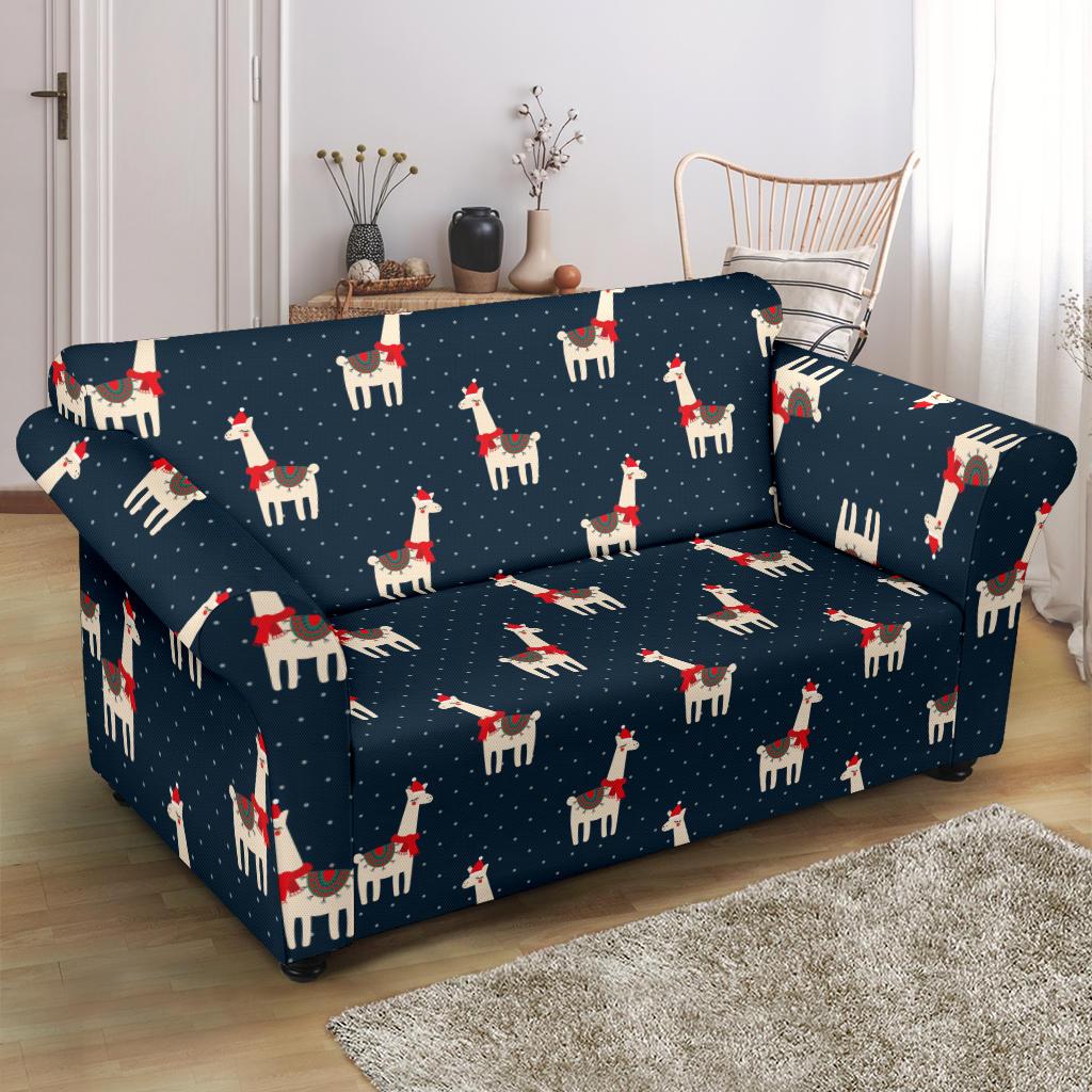 Llama with Polka Dot Themed Print Loveseat Slipcover-JTAMIGO.COM