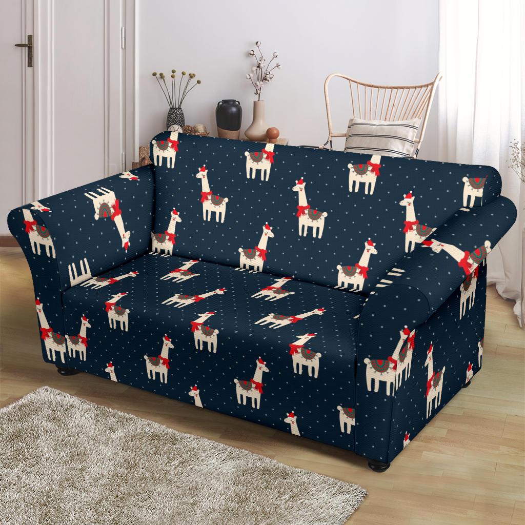 Llama with Polka Dot Themed Print Loveseat Slipcover-JTAMIGO.COM