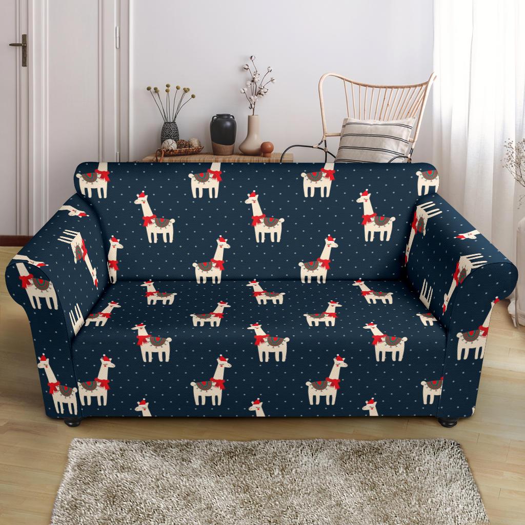 Llama with Polka Dot Themed Print Loveseat Slipcover-JTAMIGO.COM