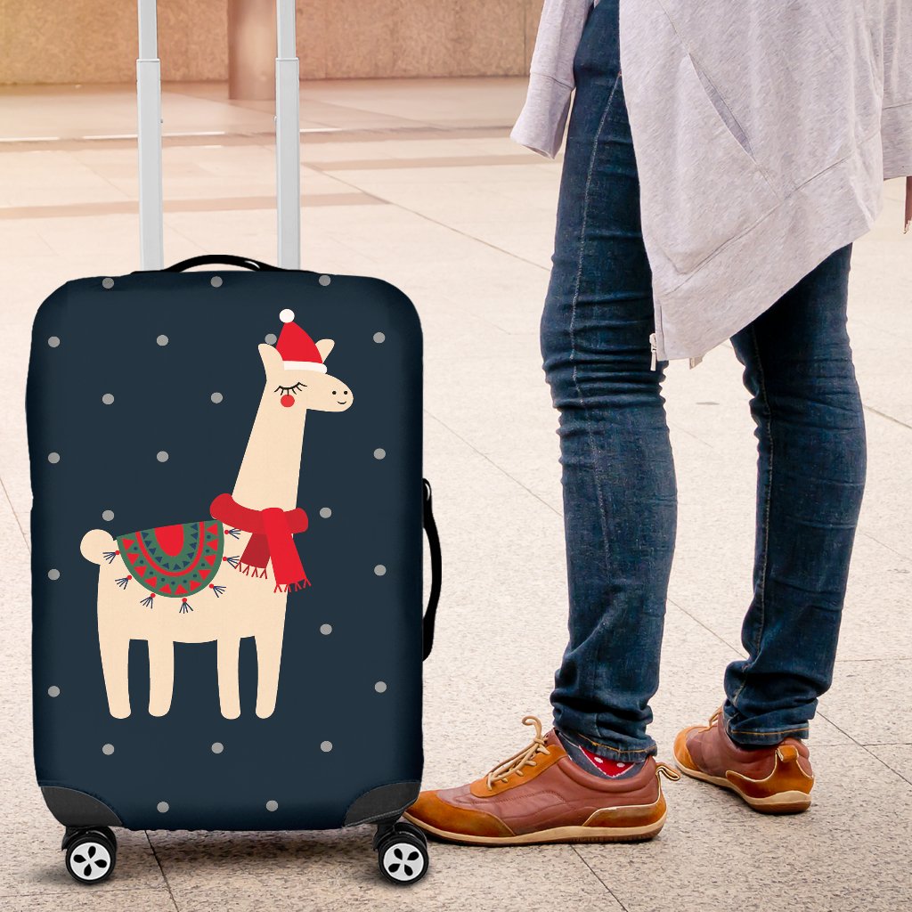 Llama With Polka Dot Themed Print Luggage Cover Protector