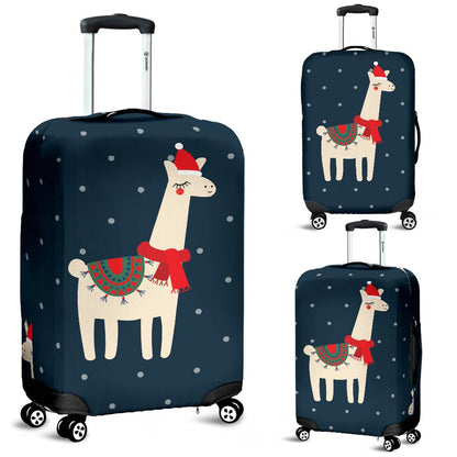 Llama With Polka Dot Themed Print Luggage Cover Protector