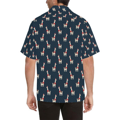 Llama with Polka Dot Themed Print Men Aloha Hawaiian Shirt