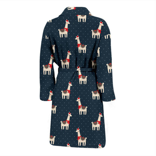 Llama with Polka Dot Themed Print Men Bath Robe-JTAMIGO.COM