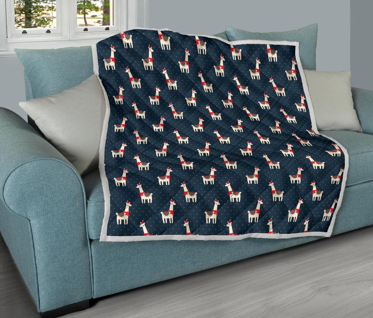 Llama with Polka Dot Themed Print Premium Quilt-JTAMIGO.COM