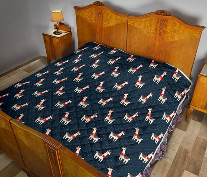 Llama with Polka Dot Themed Print Premium Quilt-JTAMIGO.COM