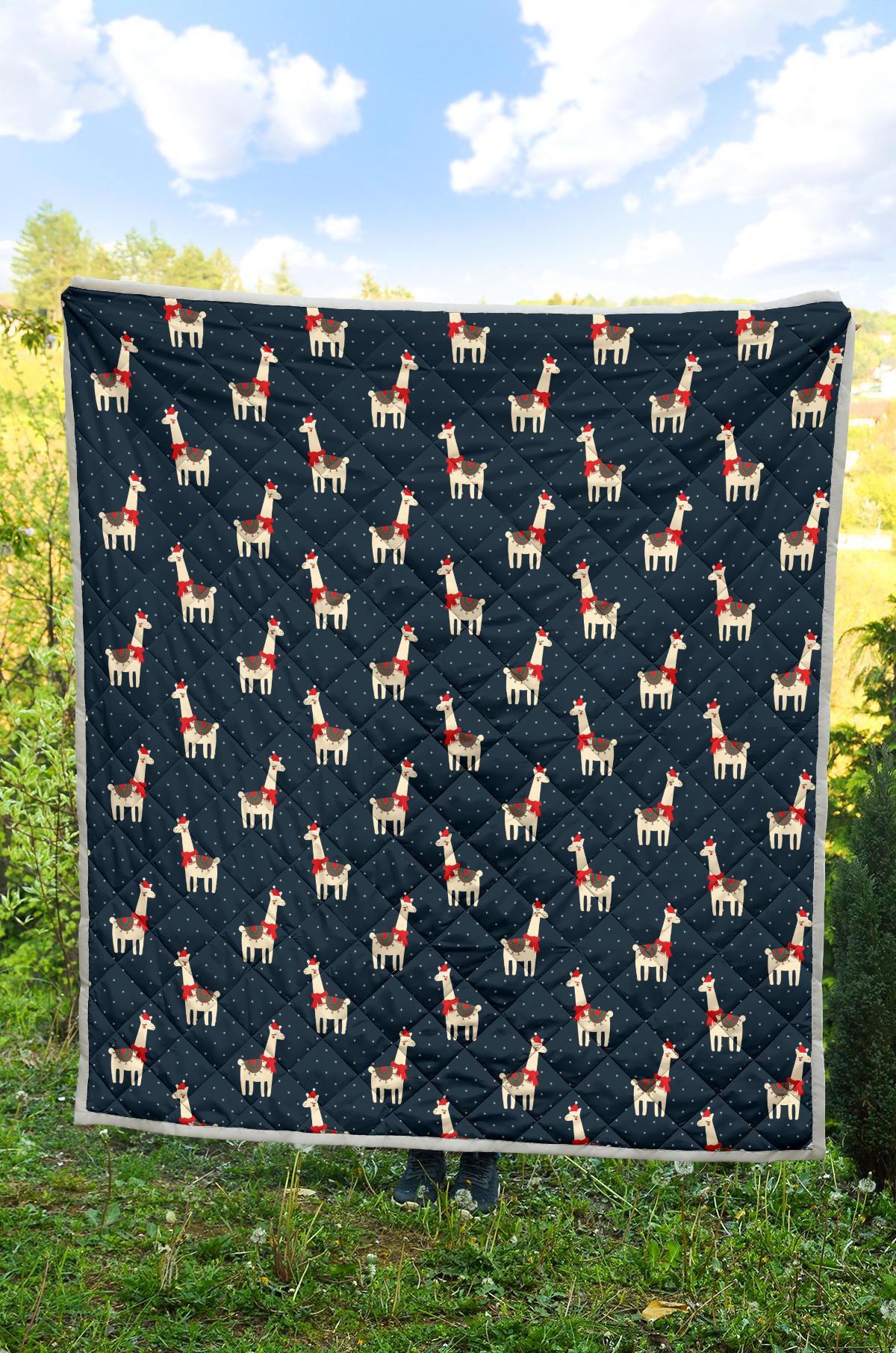 Llama with Polka Dot Themed Print Premium Quilt-JTAMIGO.COM