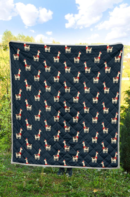 Llama with Polka Dot Themed Print Premium Quilt-JTAMIGO.COM