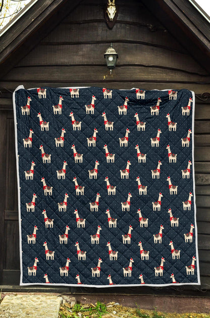 Llama with Polka Dot Themed Print Premium Quilt-JTAMIGO.COM