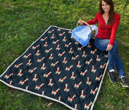 Llama with Polka Dot Themed Print Premium Quilt-JTAMIGO.COM
