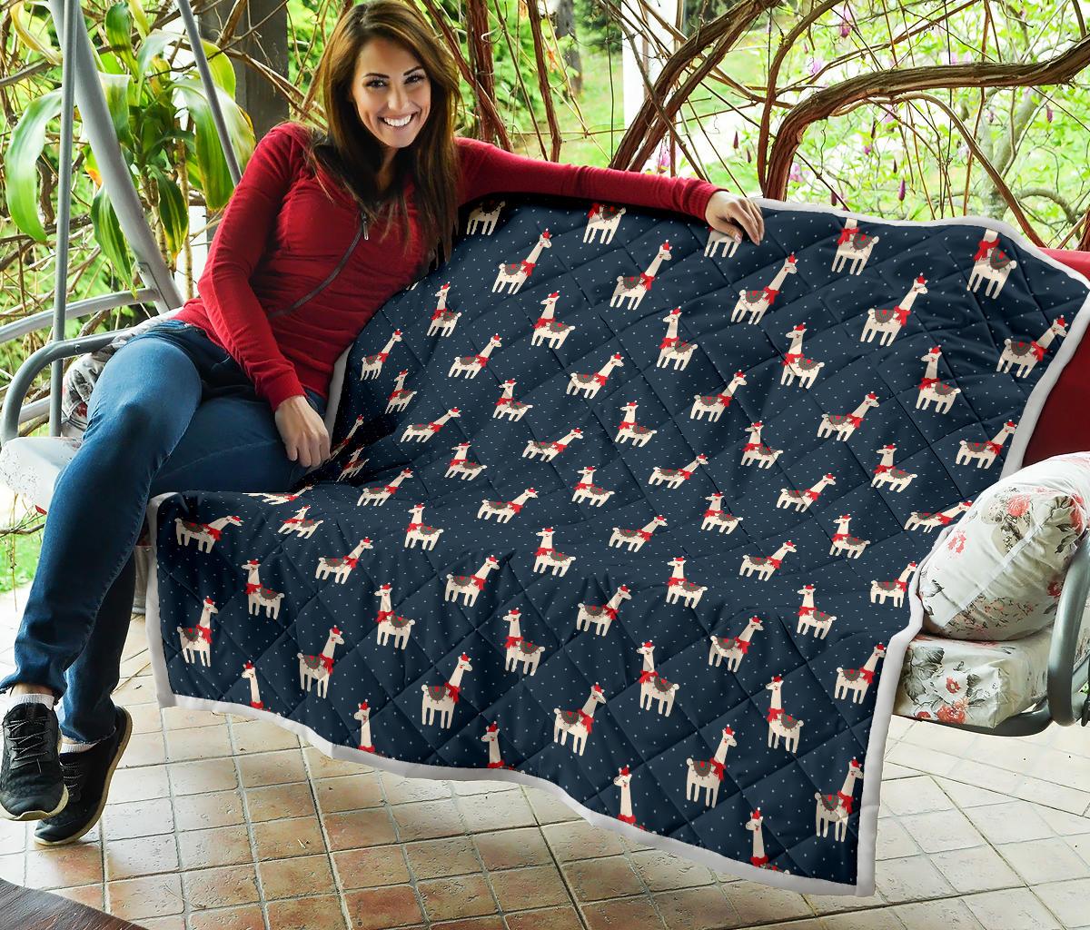 Llama with Polka Dot Themed Print Premium Quilt-JTAMIGO.COM