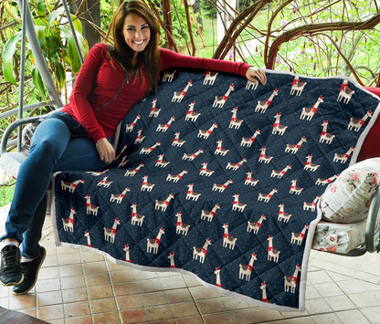 Llama with Polka Dot Themed Print Premium Quilt-JTAMIGO.COM