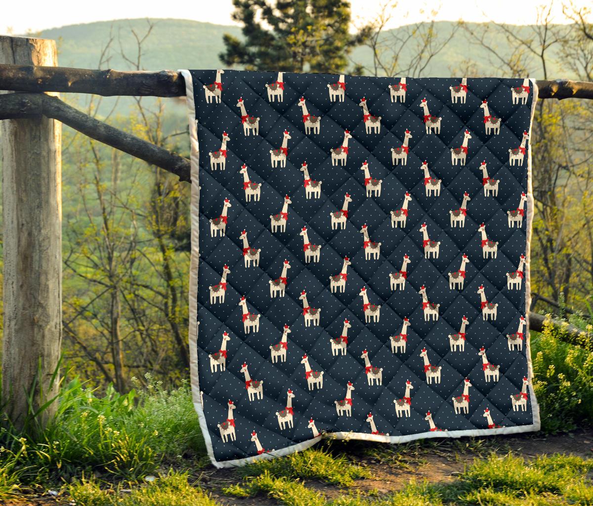 Llama with Polka Dot Themed Print Premium Quilt-JTAMIGO.COM