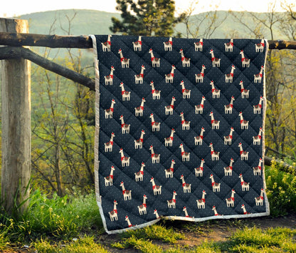 Llama with Polka Dot Themed Print Premium Quilt-JTAMIGO.COM
