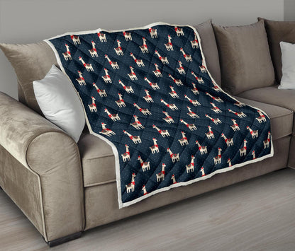 Llama with Polka Dot Themed Print Premium Quilt-JTAMIGO.COM