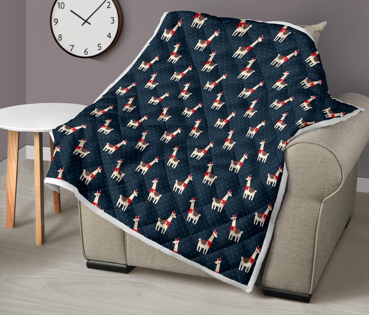Llama with Polka Dot Themed Print Premium Quilt-JTAMIGO.COM
