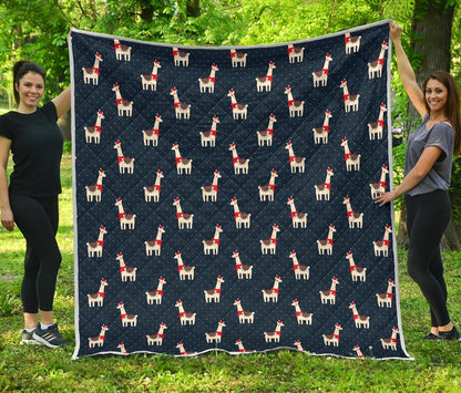 Llama with Polka Dot Themed Print Premium Quilt-JTAMIGO.COM