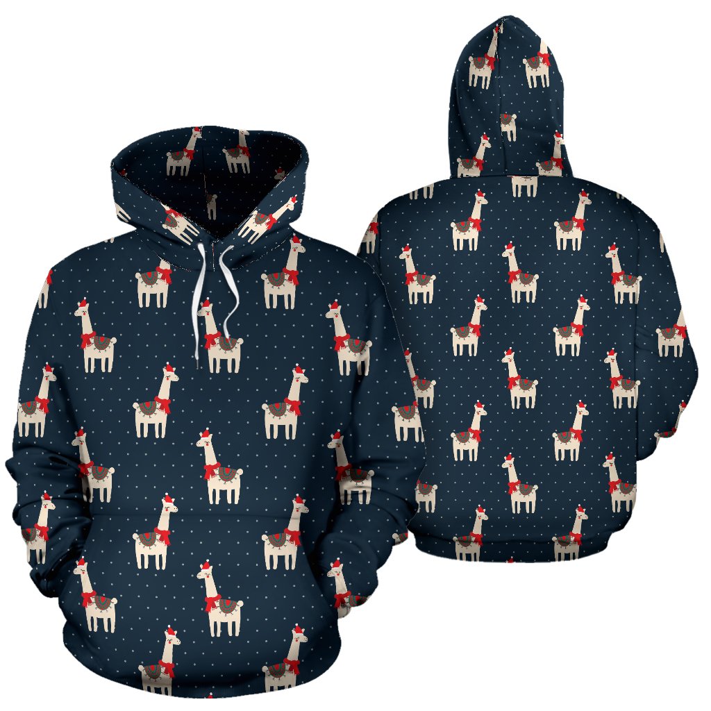 Llama with Polka Dot Themed Print Pullover Hoodie