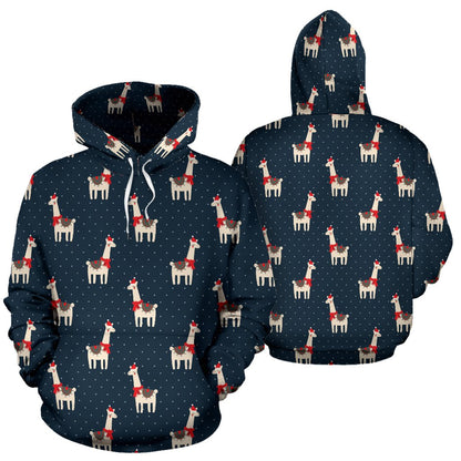 Llama with Polka Dot Themed Print Pullover Hoodie