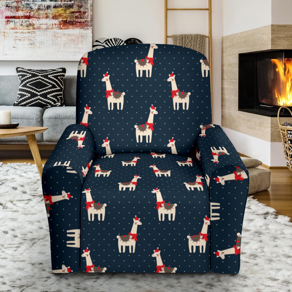 Llama with Polka Dot Themed Print Single Sofa Slipcover -JTAMIGO.COM