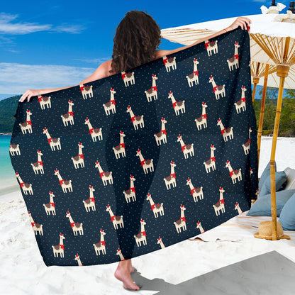 Llama with Polka Dot Themed Print Sarong Pareo Wrap