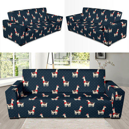 Llama with Polka Dot Themed Print Sofa Slipcover-JTAMIGO.COM