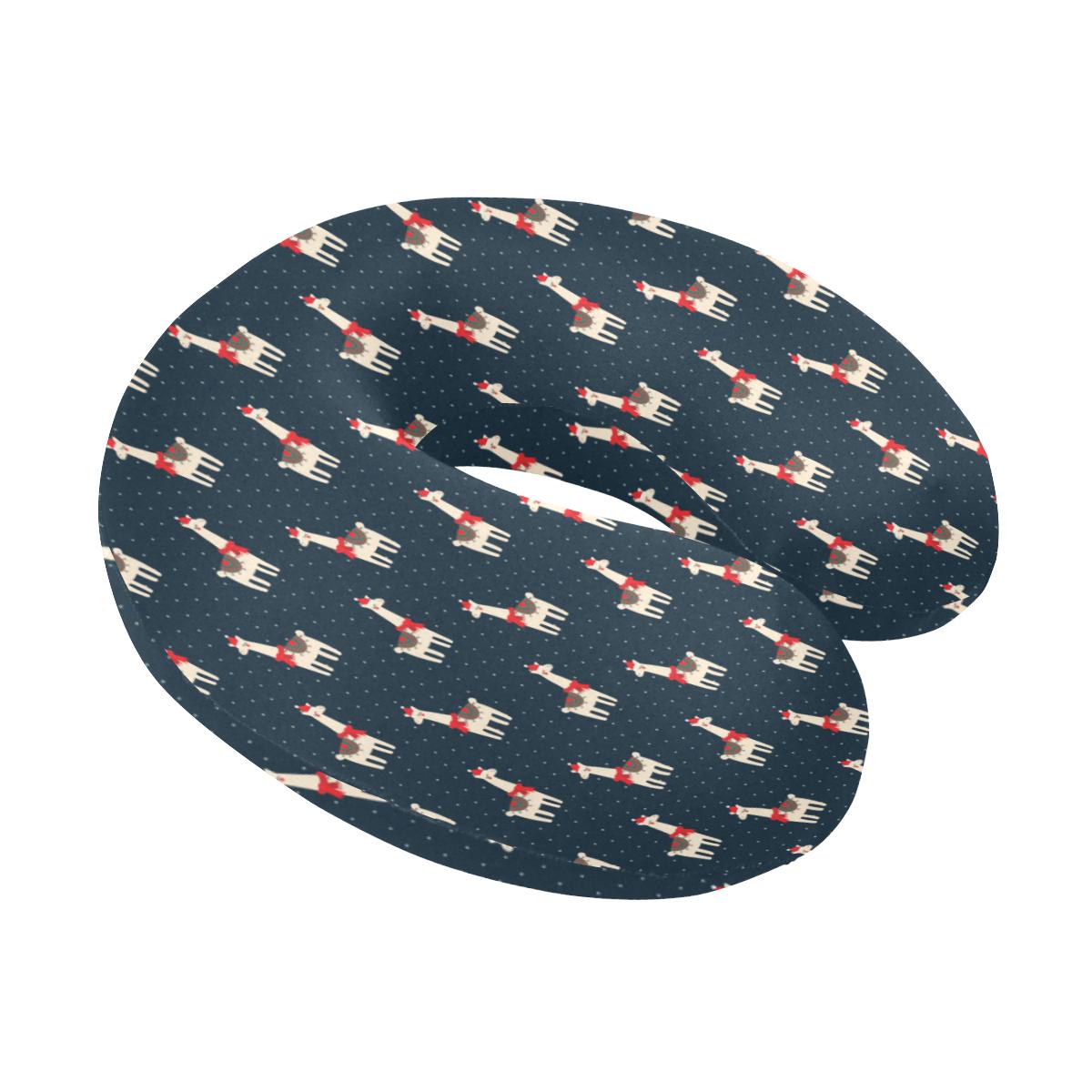 Llama with Polka Dot Themed Print U-Shaped Travel Neck Pillow-JTAMIGO.COM