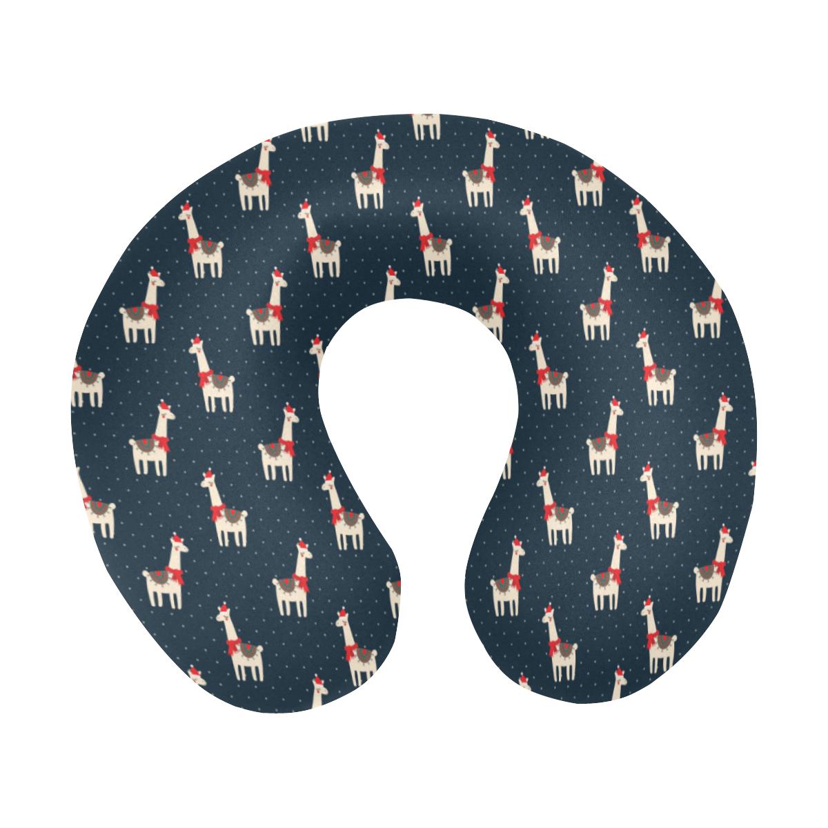 Llama with Polka Dot Themed Print U-Shaped Travel Neck Pillow-JTAMIGO.COM