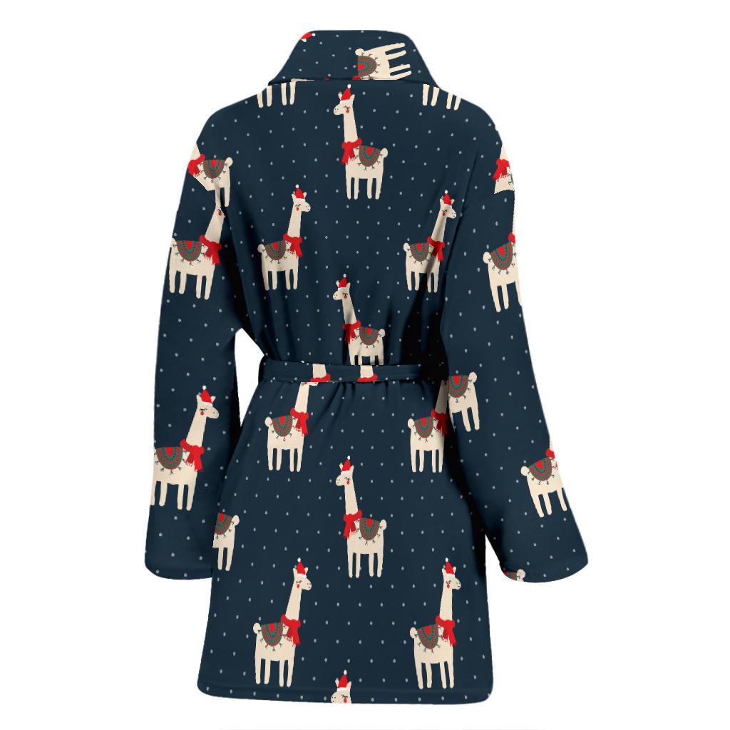 Llama with Polka Dot Themed Print Women Bath Robe-JTAMIGO.COM