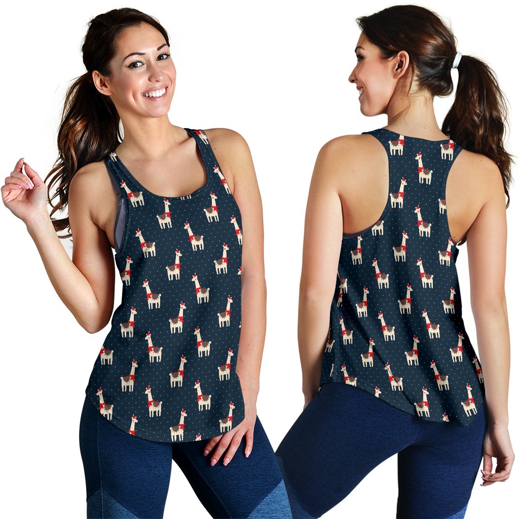 Llama With Polka Dot Themed Print Women Racerback Tank Top