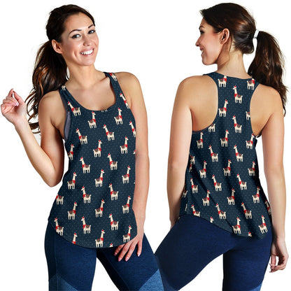 Llama With Polka Dot Themed Print Women Racerback Tank Top