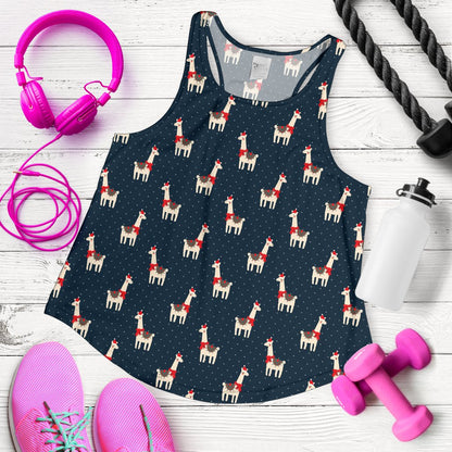 Llama With Polka Dot Themed Print Women Racerback Tank Top