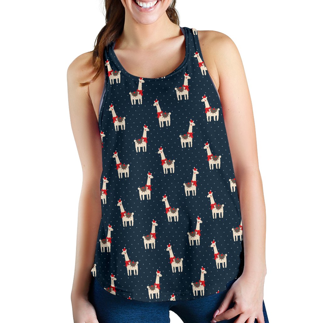 Llama With Polka Dot Themed Print Women Racerback Tank Top