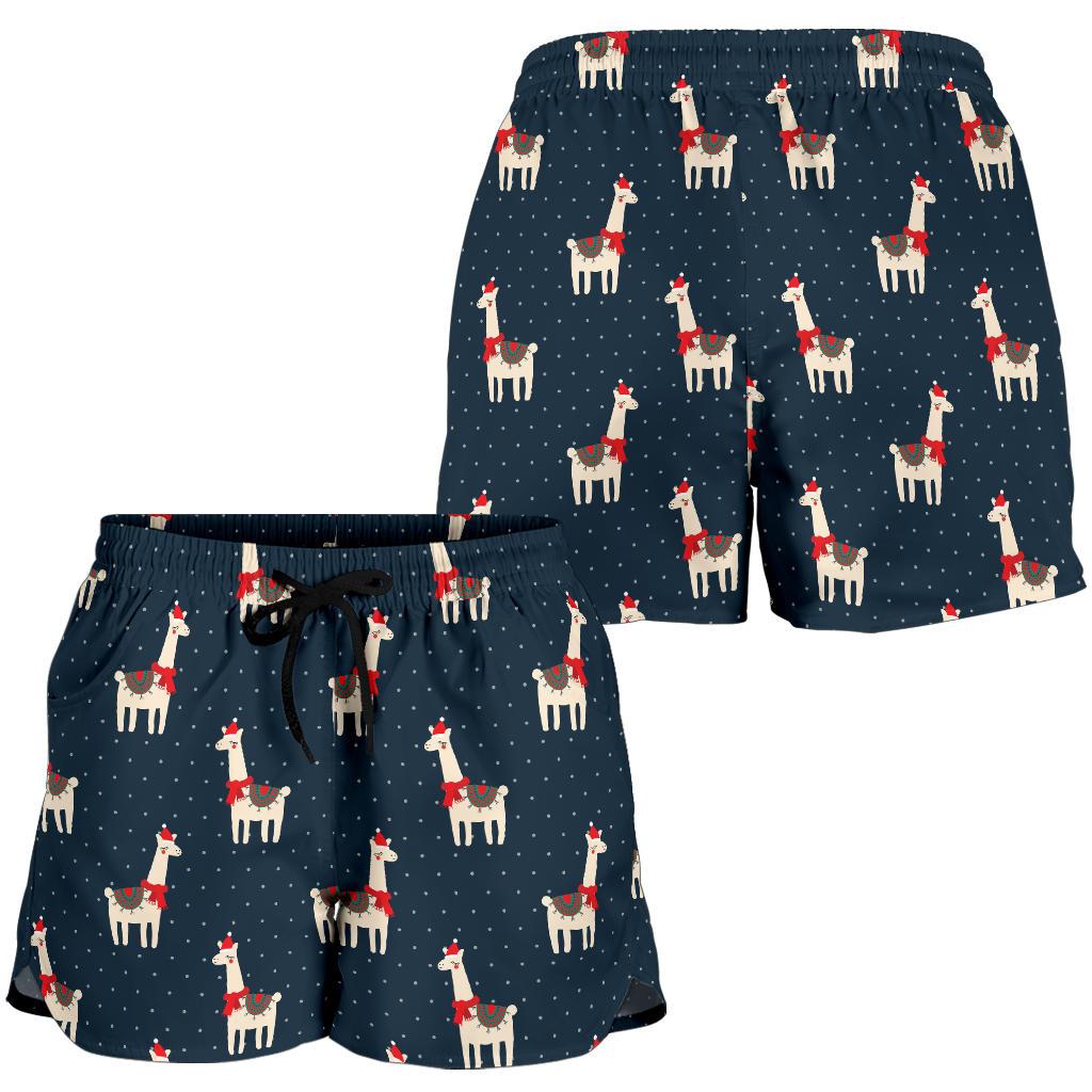 Llama with Polka Dot Themed Print Women Shorts-JTAMIGO.COM