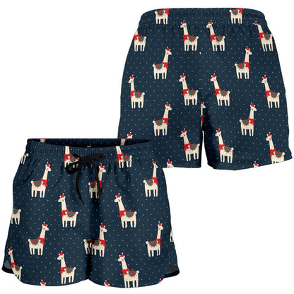 Llama with Polka Dot Themed Print Women Shorts-JTAMIGO.COM