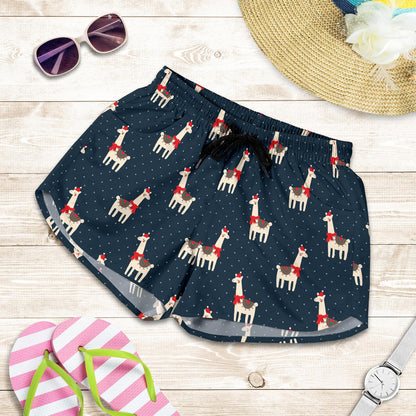 Llama with Polka Dot Themed Print Women Shorts-JTAMIGO.COM