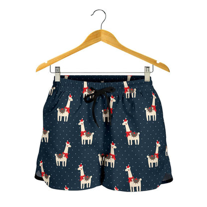 Llama with Polka Dot Themed Print Women Shorts-JTAMIGO.COM