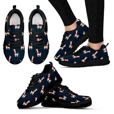 Llama With Polka Dot Themed Print Women Sneakers Shoes