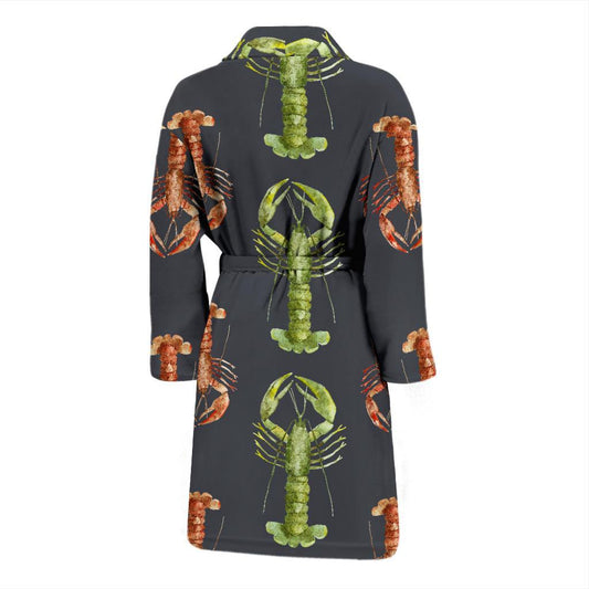 Lobster Pattern Print Design 01 Men Bathrobe-JORJUNE.COM