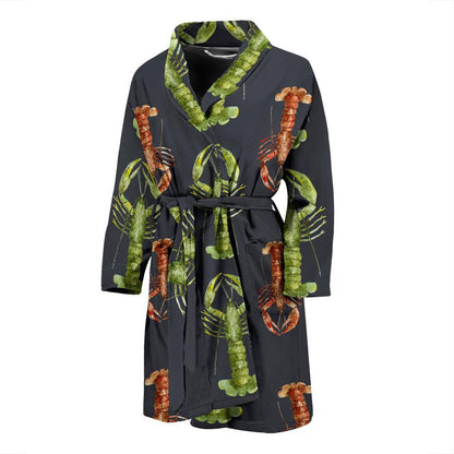 Lobster Pattern Print Design 01 Men Bathrobe-JORJUNE.COM